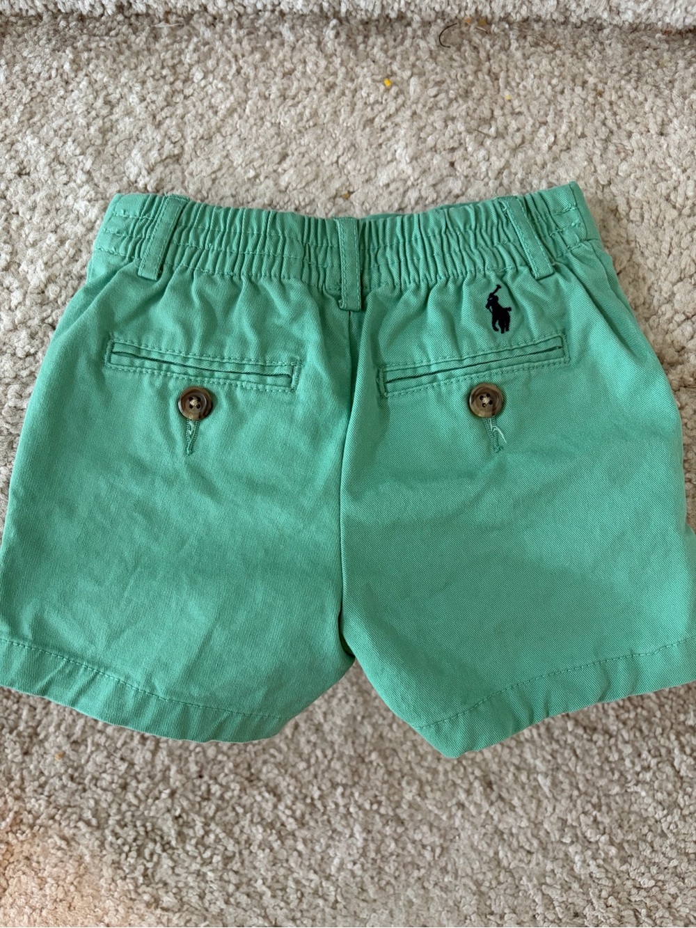 Ralph Lauren Green Elastic-Waist Cotton Shorts with Logo